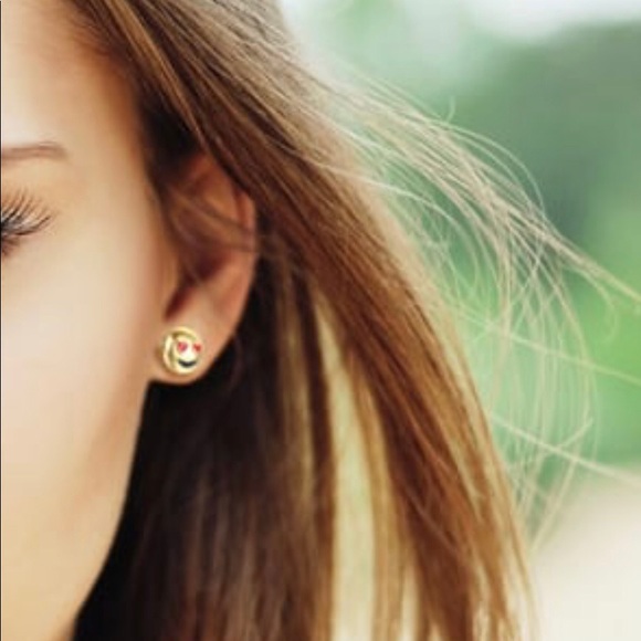 18K Gold Plated Eye Love You Emoji Earrings - Picture 2 of 4